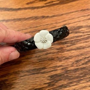 Black Enamel Bracelet with Flower